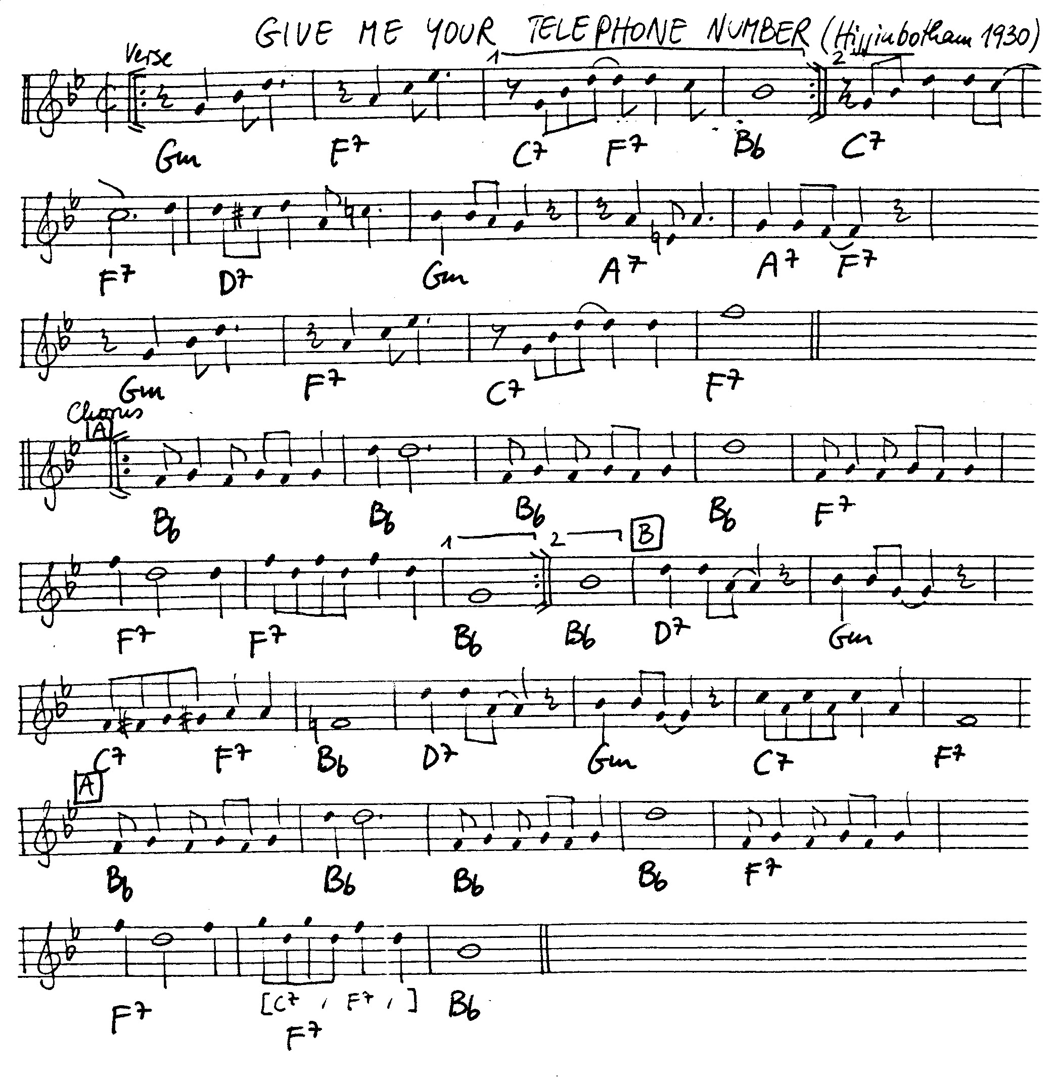 give me your telephone number leadsheet – book us for your next 20s or gatsby event